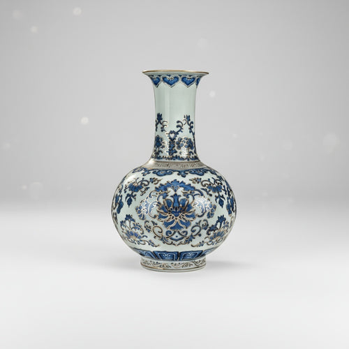 Blue And White Patterned Porcelain Vase
