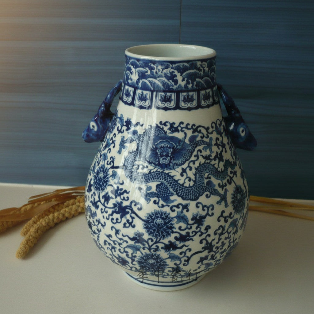 Blue And White Porcelain Dragon Vase Alternate View