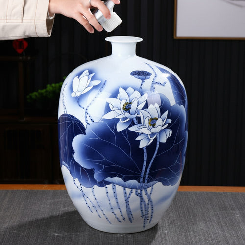 Blue And White Porcelain Lidded Storage Jar