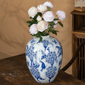 Blue and white porcelain ovoid vase with floral motif