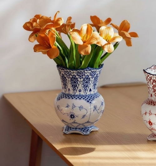 Blue And White Porcelain Pierced Vase