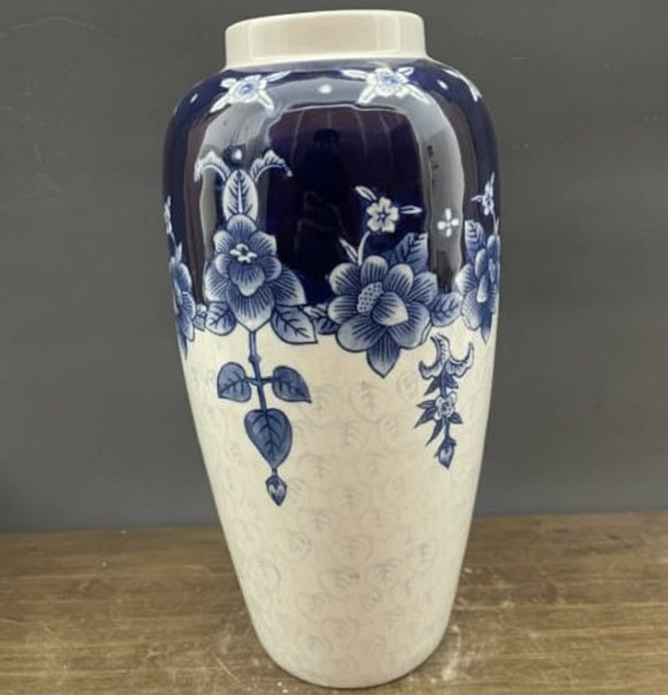 Blue And White Porcelain Tall Cylindrical Vase