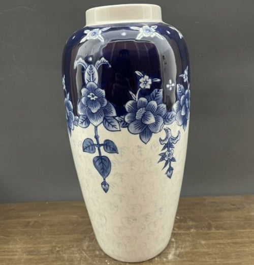 Blue And White Porcelain Tall Cylindrical Vase