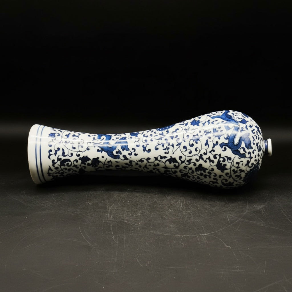 Blue And White Porcelain Tall Vase