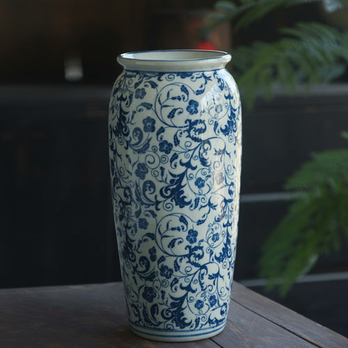 Blue And White Porcelain Tapered Vase