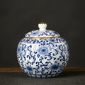 Blue And White Porcelain Round Tea Caddy
