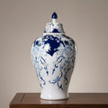 Blue And White Porcelain Temple Jar