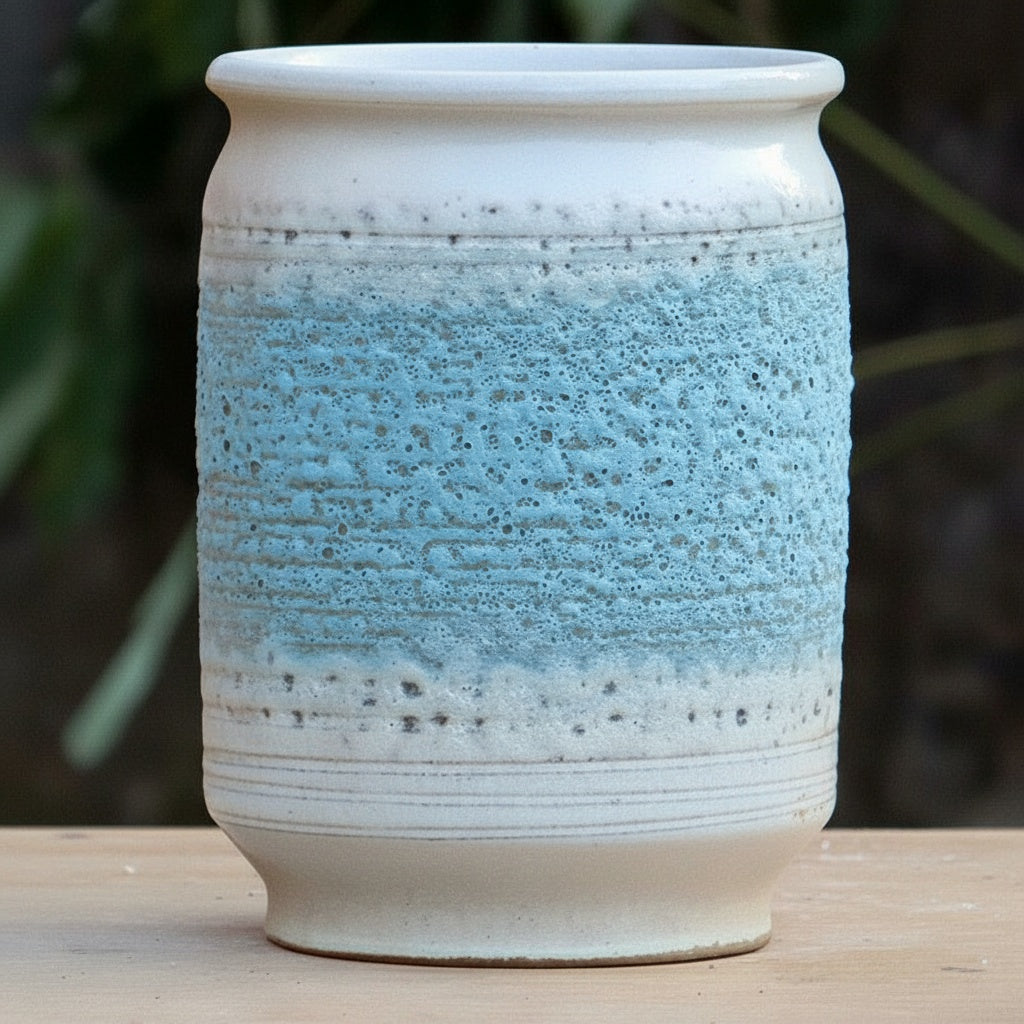 Blue And White Textured Ceramic Vase