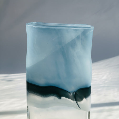 Detail view of blue and black gradient glass texture