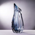 Large blue and copper crystal vase side view