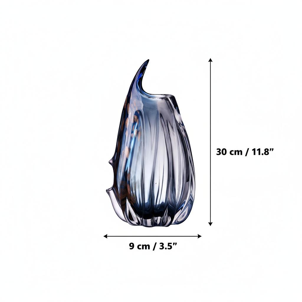 Medium crystal vase with dimensions overlay