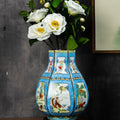Blue Patterned Porcelain Paneled Vase