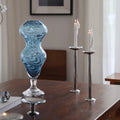 Blue Swirled Glass Pedestal Vase