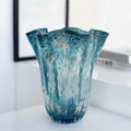 Blue Textured Glass Fluted Vase