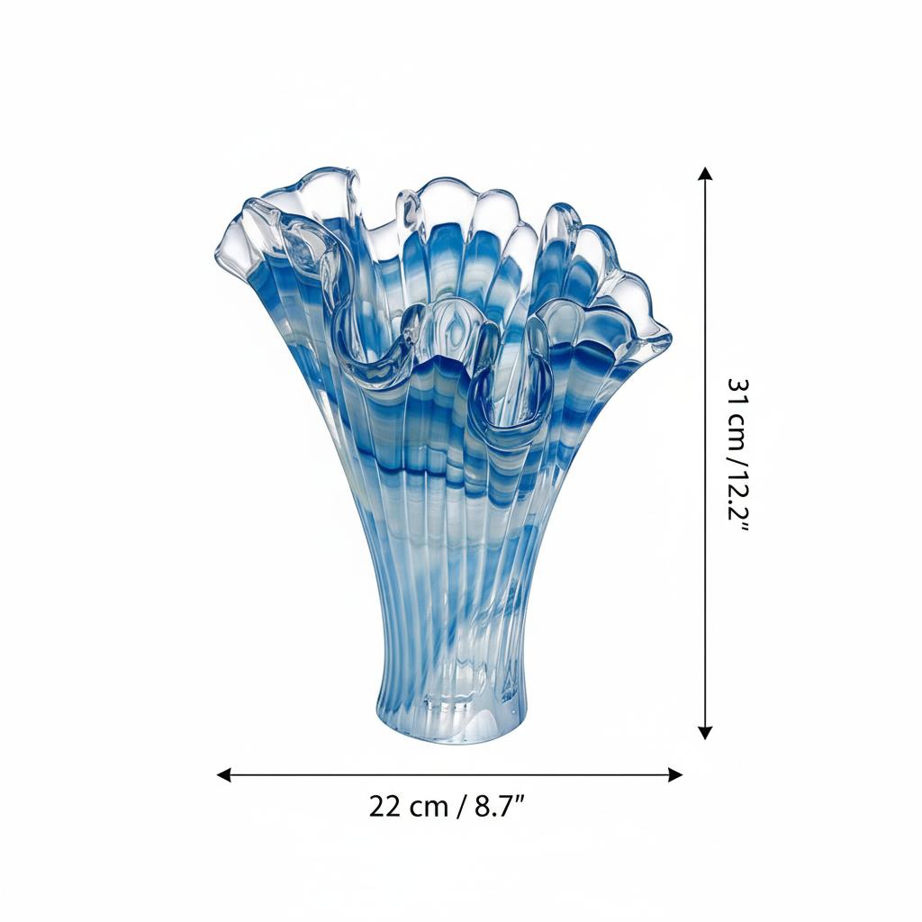 Dimensions of blue and white glass vase