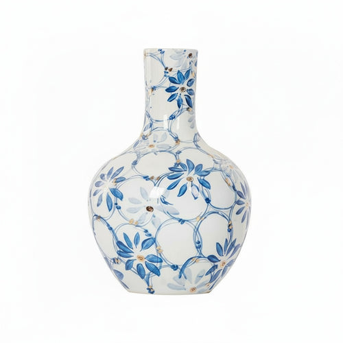 Blue And White Ceramic Bottle Vase 01