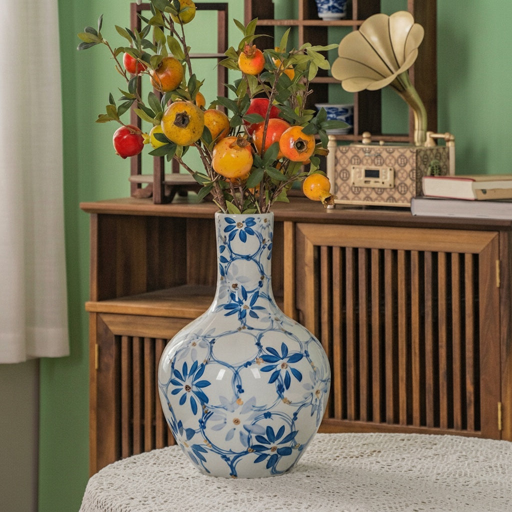 Blue And White Ceramic Bottle Vase 02