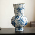 Blue & White Ceramic Bulbous Vase