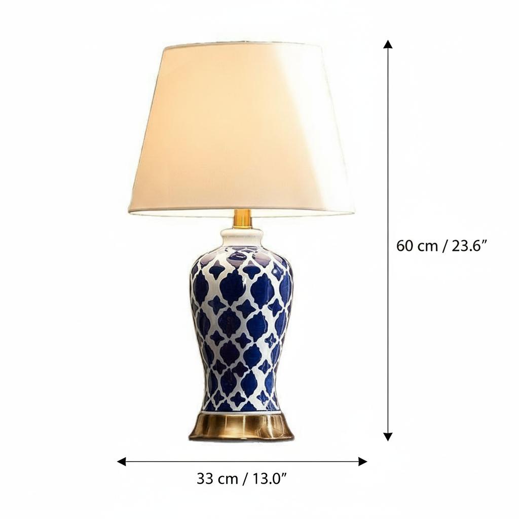 Dimensions diagram of ceramic table lamp