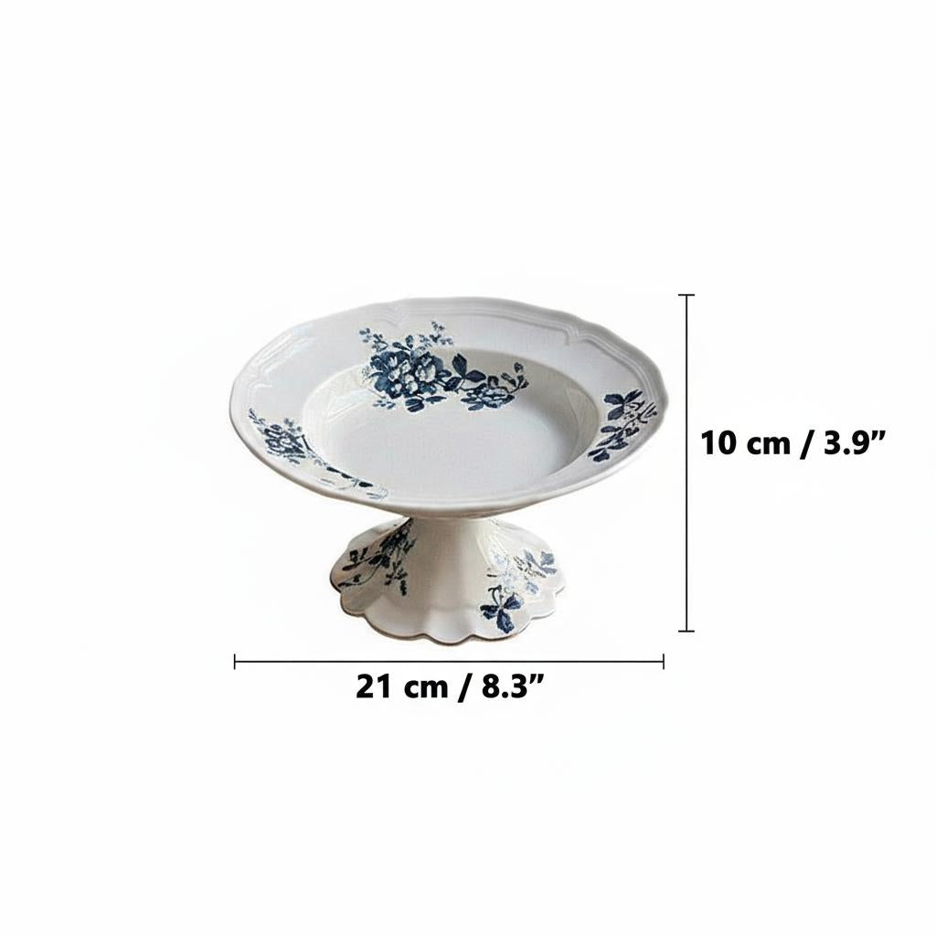 Dimensions diagram of ceramic pedestal bowl
