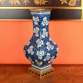 Blue and White Floral Porcelain Square Vase