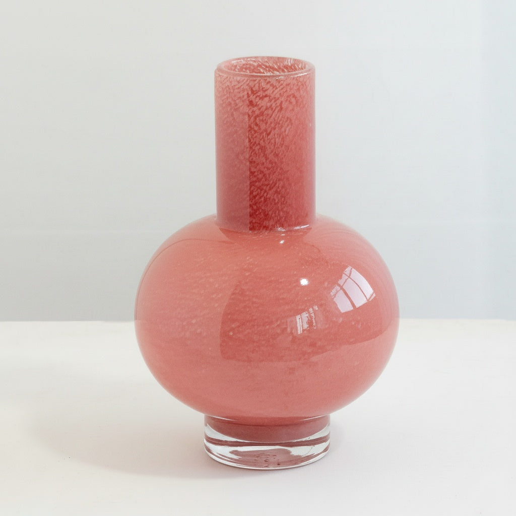 Large Blush Glass Geometric Vase