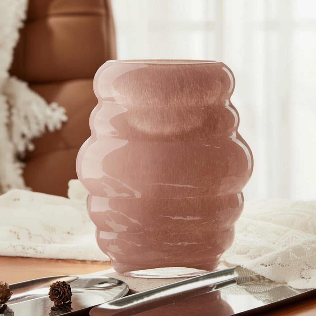 Blush Glass Undulating Vase