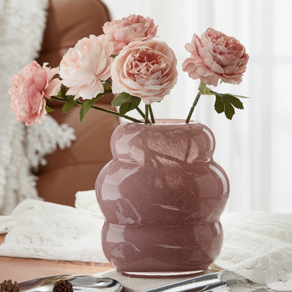 Blush Glass Undulating Vase