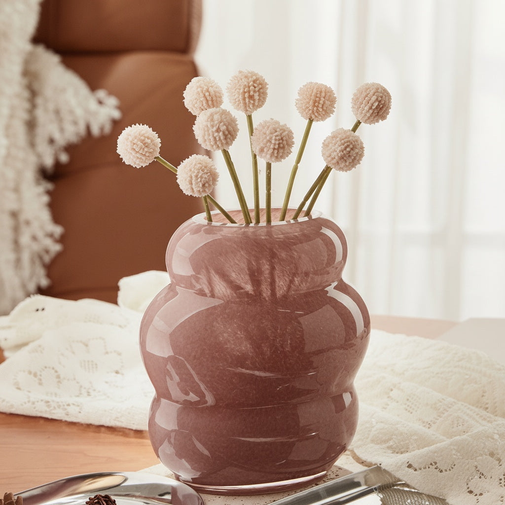 Blush Glass Undulating Vase