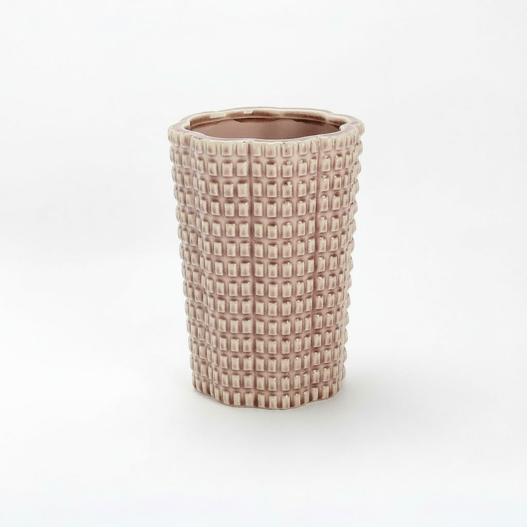 Blush Textured Ceramic Cylindrical Vase