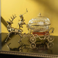 Brass And Crystal Deer Carriage Centerpiece Bowl