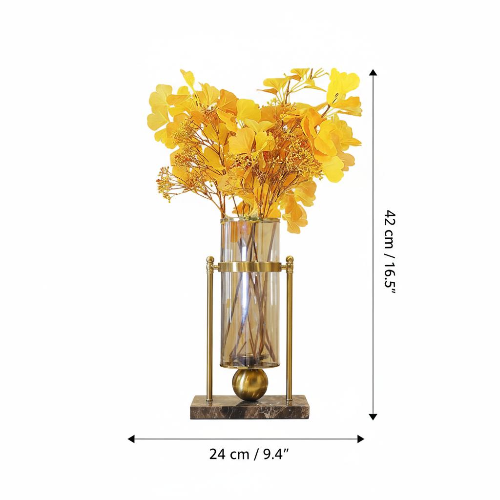 Dimensions of brass and marble glass vase