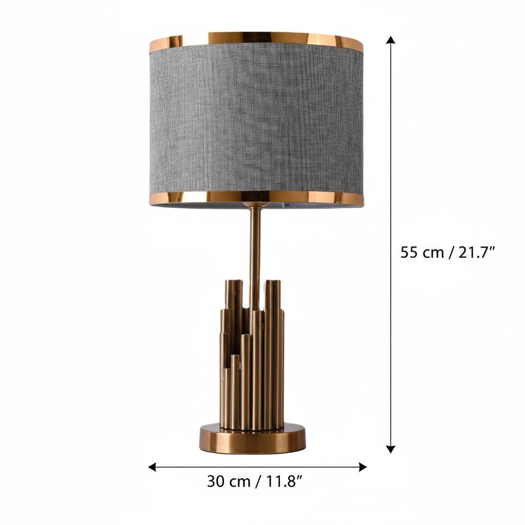 Dimensions diagram of the brass table lamp