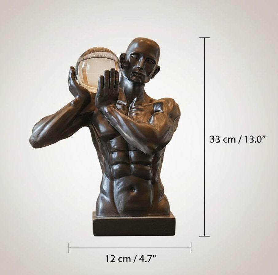 Dimensions diagram showing height and width of the sculpture
