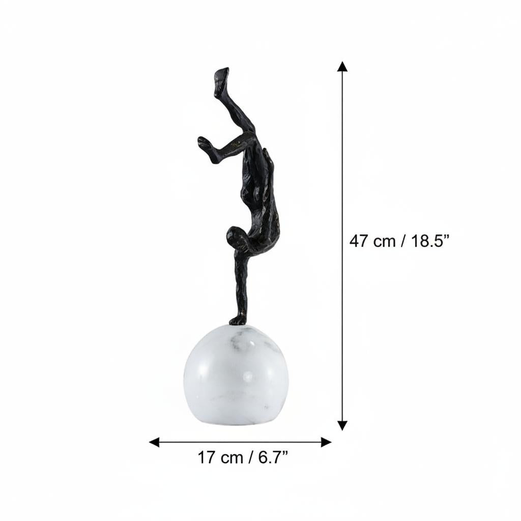 Dimensions diagram of the acrobat sculpture