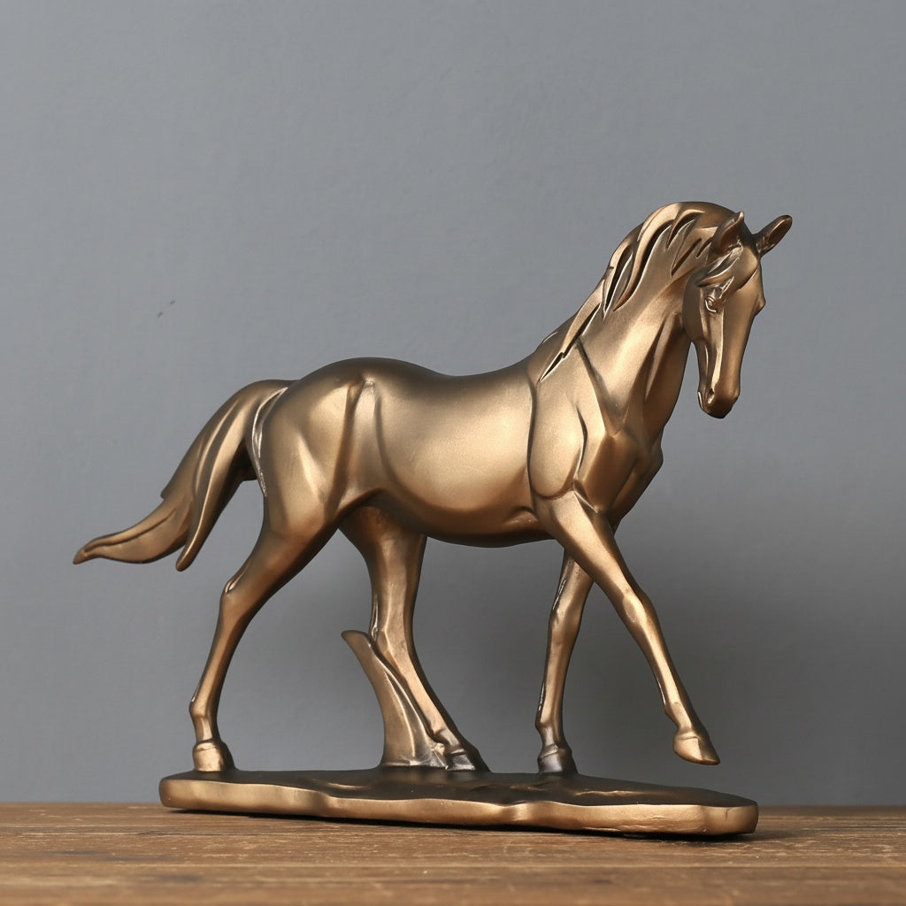 Bronze Finish Striding Horse Sculpture