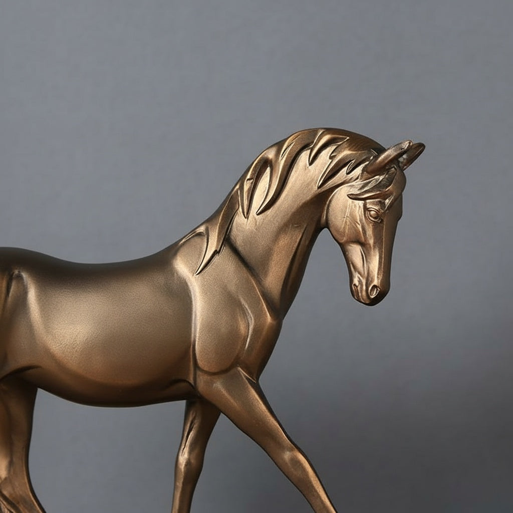 Bronze Finish Striding Horse Sculpture