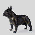 Black and gold bronze French Bulldog sculpture side view