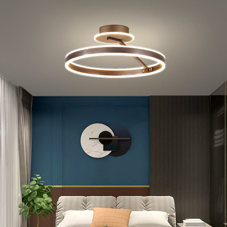 Brushed Coffee Bronze Dual Ring LED Ceiling Light Angled View