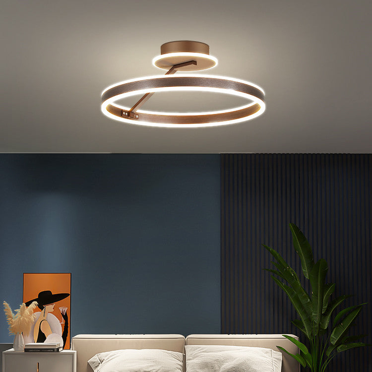 Brushed Coffee Bronze Dual Ring LED Ceiling Light Illuminated