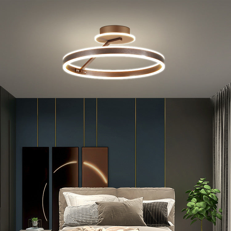 Brushed Coffee Bronze Dual Ring LED Ceiling Light Side Profile