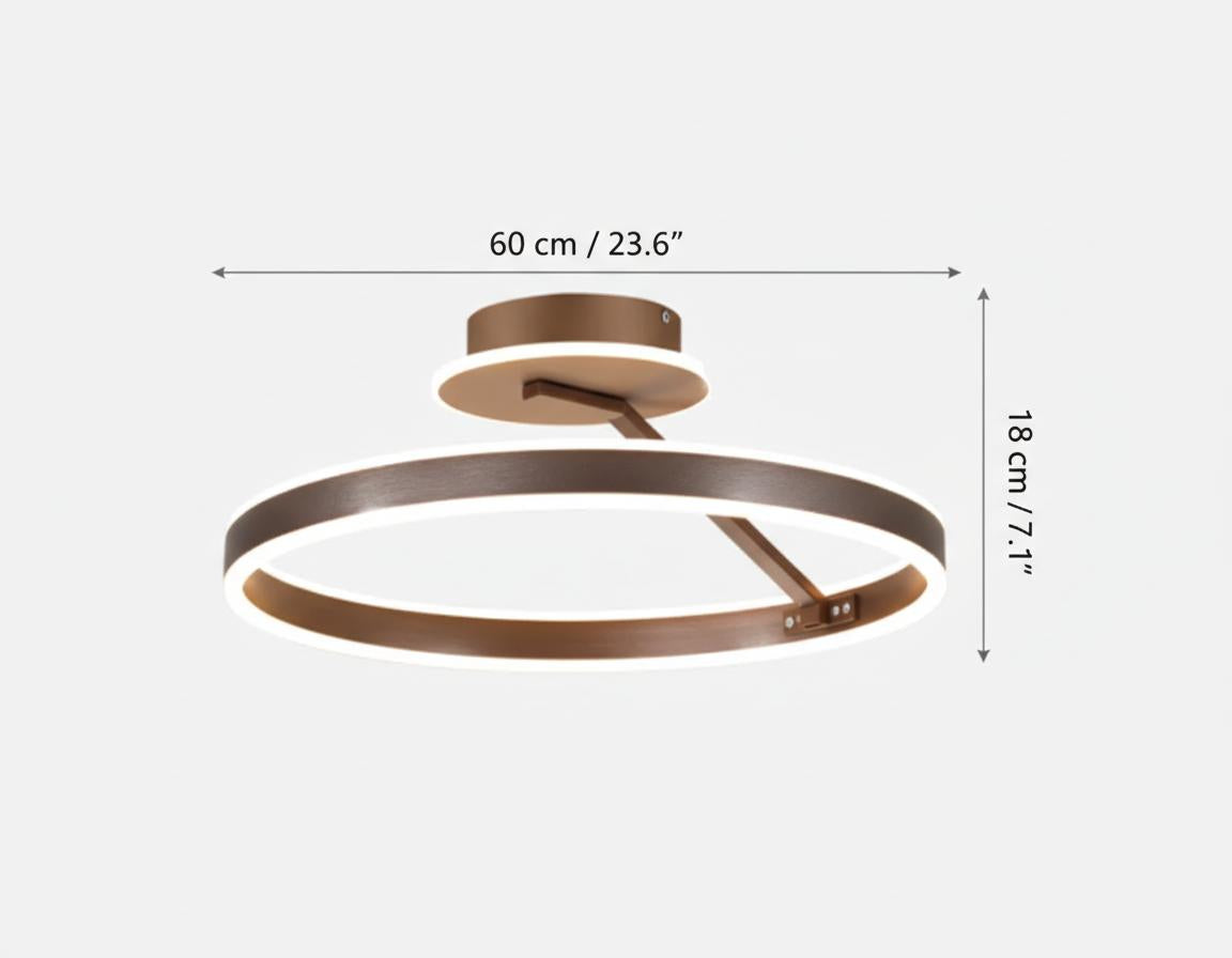 Brushed Coffee Bronze Dual Ring LED Ceiling Light Dimensions