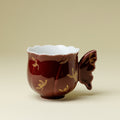 Burgundy Porcelain Butterfly Handle Teacup
