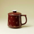 Burgundy Porcelain Lidded Tea Mug
