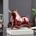 Patterned Burgundy Resin Bull Sculpture