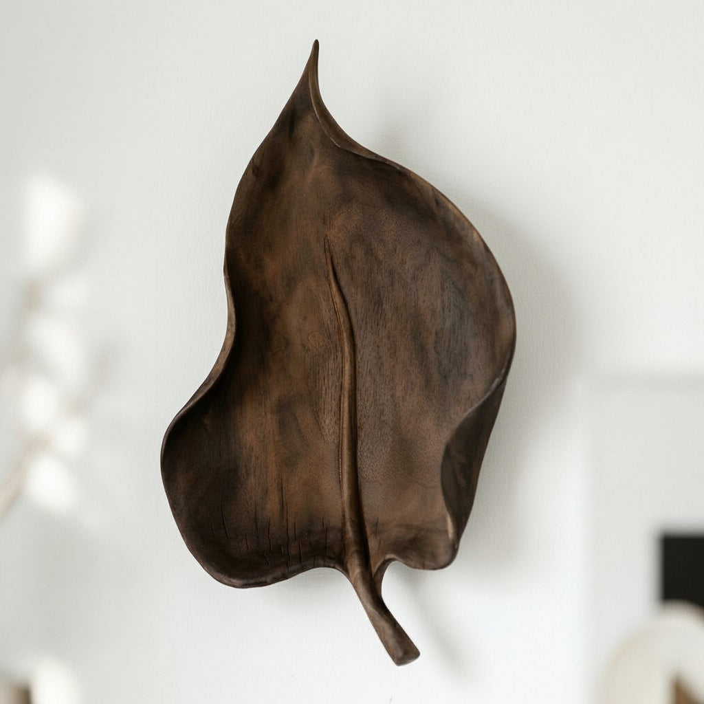 Carved Wood Leaf Wall Decor