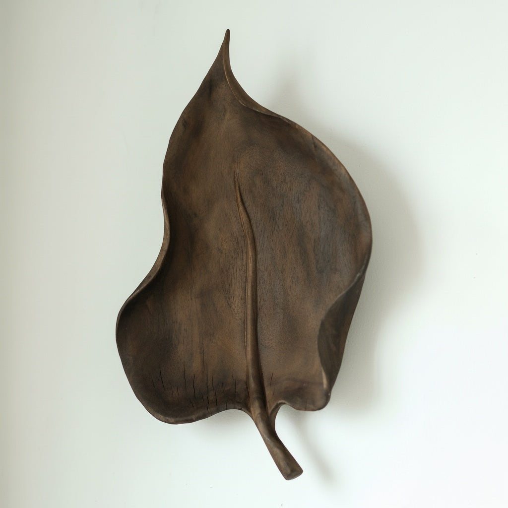 Carved Wood Leaf Wall Decor