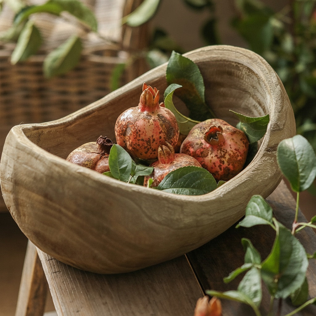 Carved Wood Organic Centerpiece Bowl Detail