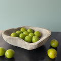 Carved Wood Organic Decorative Bowl with Fruit