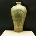 Celadon Ceramic Floral Relief Vase